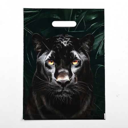 Leopard package, polyethylene with a cut pen, 30x40 cm, 50 μm