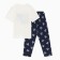 Female homemade set (T -shirt/pants), white/blue color, size 62