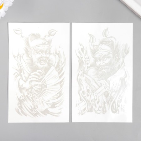 Tattoo on the body Blue "Chinese Warrior" mix 18x11 cm-3
