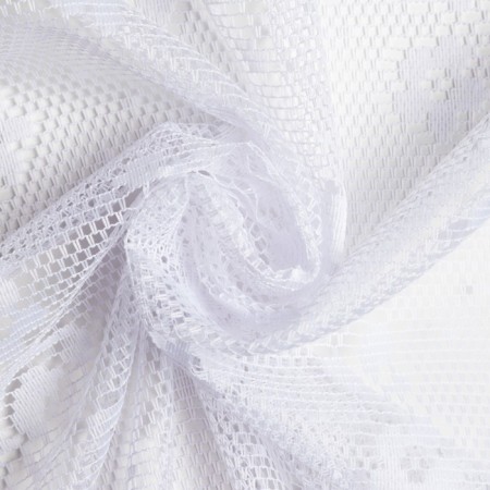 Tulle to the kitchen with a curtain tape, 145x285 cm, white color, 100% polyester-3