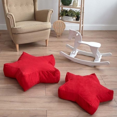 Decorative pillow "Stars", size 55x55x12 cm, red color-3