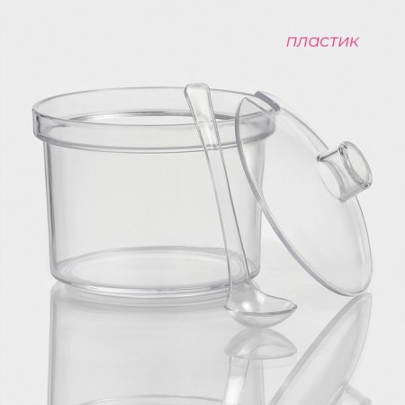 A container for spices with a spoon of a share, 400 ml, 10.5 × 10.5 × 10 cm, the color is transparent-2