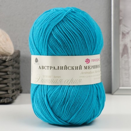 The yarn "Australian Merinos" 95%Merinos. wool, 5% acrylic volume 400m/100g (583-turquoise)