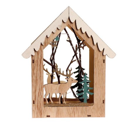 New Year's decor with the backlight "House with a deer" 18 × 5.5 × 22.5 cm-5