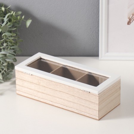 Casket Wood 3 divisions "Print from daisies" 9.6x23.7x7 cm-3