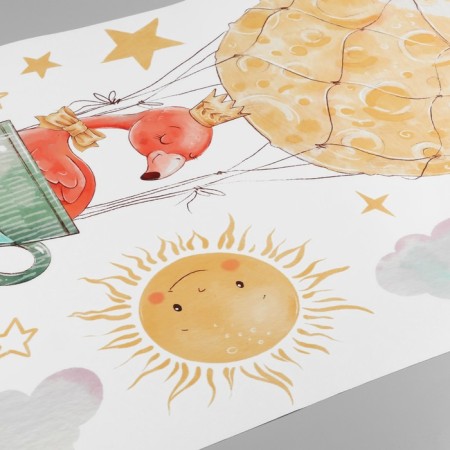 Sticker of plastic interior color "Flamingo in the clouds" 40x60 cm-1