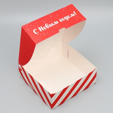 Folding box “Happy New Year!”, White bear, 25 x 25 x 10 cm, new year-3