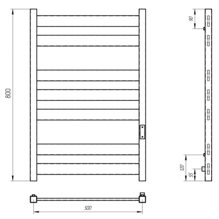 Two electric heated towel rail Laris Hephaestus ChKCh, 500x800 mm, 7 crossbars, right, black-8