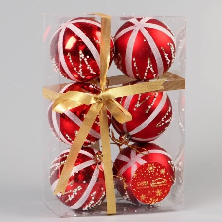 Set of balls plastic D-7 cm, 6 pcs "Masquerade" red-1