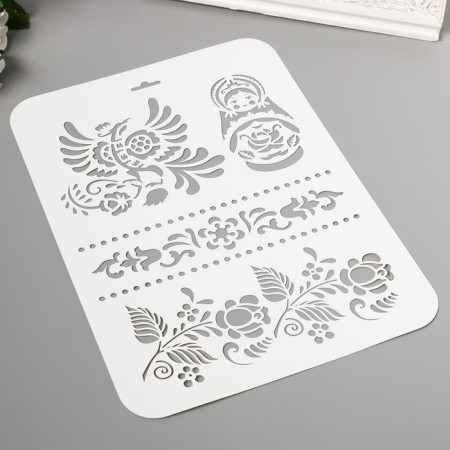 Plastic stencil "Russian nesting doll" 31cm x22 cm-1