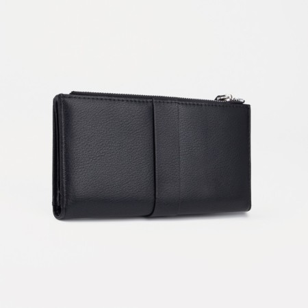 Women's wallet on the button, black color-1