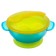 Set for feeding: a bowl on a suction cup with a lid, a spoon, the color is turquoise