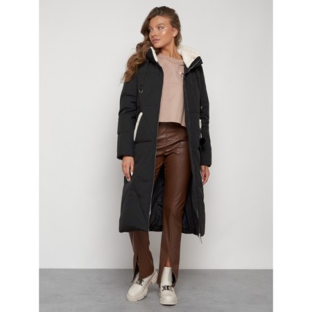 Coat insulated winter female, size 50, black color-5