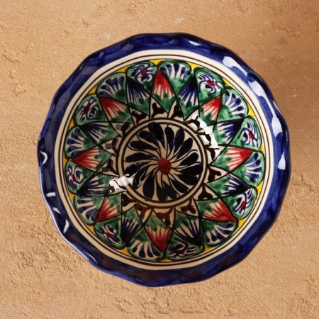 Candy of Rishtan ceramics "Flowers", blue 13 cm,-2