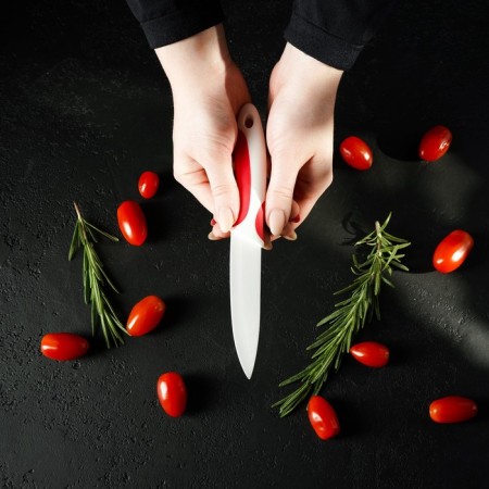 Knife ceramic shade "Capter", blade 10 cm, red color-5