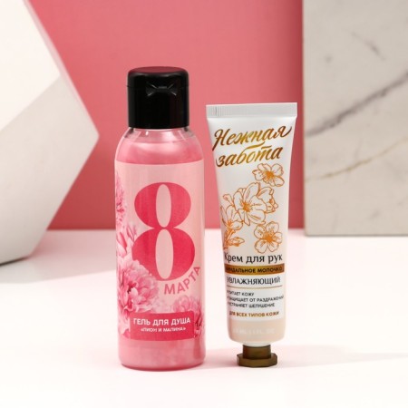 Gift set of cosmetics "Bright Spring!", Shower gel 100 ml and hand cream 30 ml, pure happiness-1