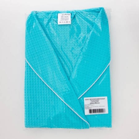 Women's robe, shalka+kant, size 52, turquoise color, waffle-3