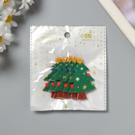 Decor for the creativity of the felt shine "Christmas tree with balls" 5.5x3.5 cm-3