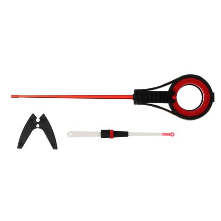 Fishing rod winter balalaika with a guard, black red color, HFB-37-8