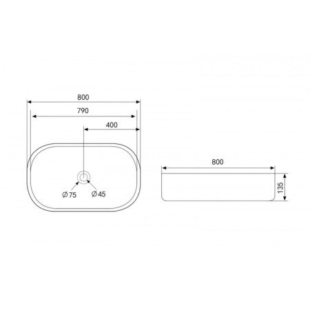 ABBER Bequem AC2110 sink, invoice, 800x400x115 mm, white-4