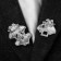 Cardigan clamp "Clover", white color in silver