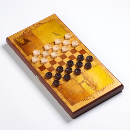 Wooden backgammon are large, with leve checkers, board game, 50 x 50 cm-1