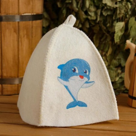Baby hat with children's print "Dolphin", white