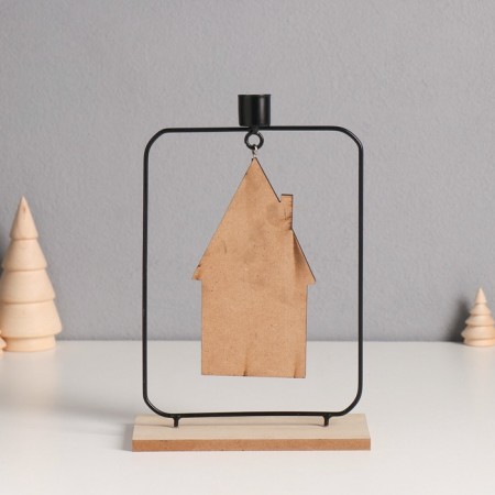 Climber metal, wood on 1 candle "House" d = 2 cm 6x15x24 cm-4