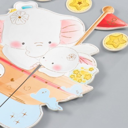 EVA sticker "Elephant and bunny on air boat" 41x31.5 cm-1
