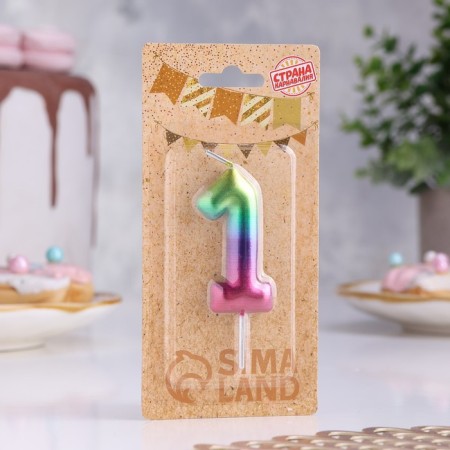 Candle in the cake "Watercolor", number 1, 6 cm-1