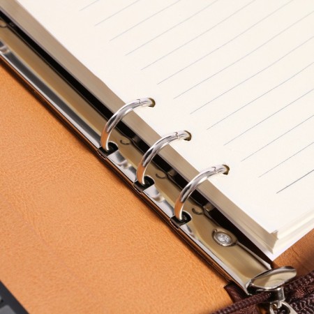 Organizer on the rings A5, 100 sheets ruler, with a calculator, on a zipper, brown-7