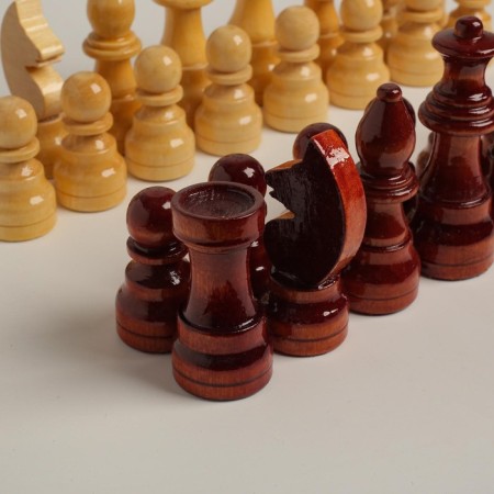 Chess figures are tournament, wood, h-5.6 x 11.6 cm, d-3.0 x 3.8 cm-2