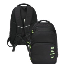 Youth backpack 45 x 32 x 23 cm, Grizzly, ergonomic back, laptop department, black