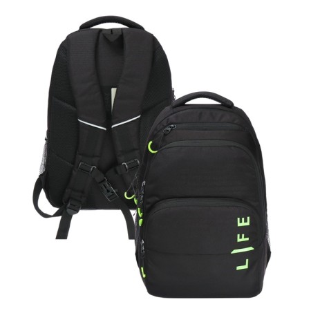 Youth backpack 45 x 32 x 23 cm, Grizzly, ergonomic back, laptop department, black