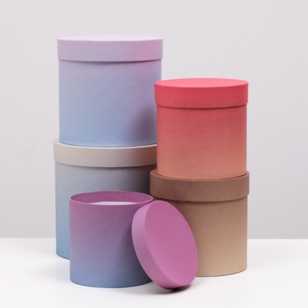 Set of round gift boxes 5 in 1 “gradient 1”, 20 × 20 × 20–13.5 × 13.5 × 13.5 cm