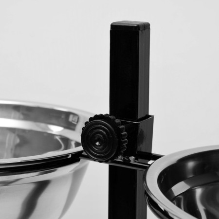 Stand with bowls, 2 x 2 l, height 50 cm, collapsible, black-2