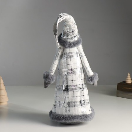 Interior doll "Santa Claus in gray caftan in a cage" with silver 16x13x60 cm-2