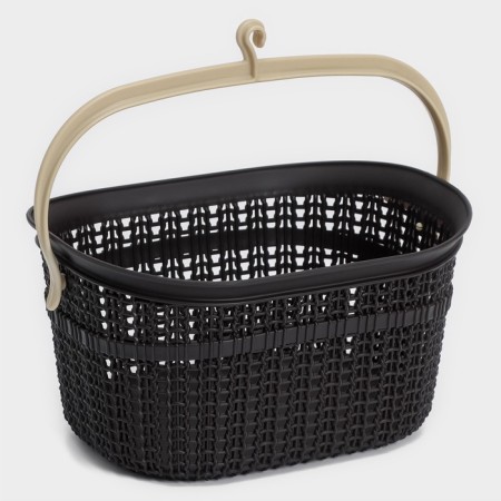 Set for the bathroom 7 items: basket 4 pcs, basket for linen, bucket for garbage, ruff, brown color-2