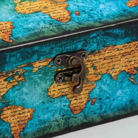 Casket wood "Map of the world. Letters" 20x12x8 cm-1
