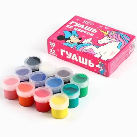 Gouache 12 flowers of 10 ml "unicorn", Minnie Mouse-10