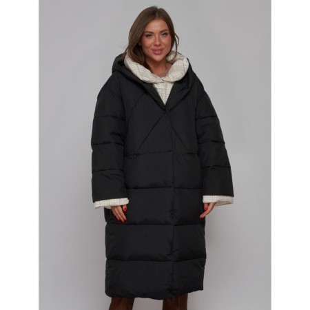 Coat insulated winter female, size 44, black color-10