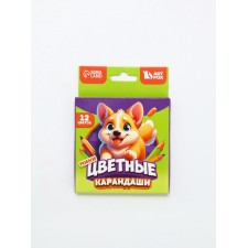 Цветные карандаши, пластик шестигранные 12цв мини ArtFox "Корги"