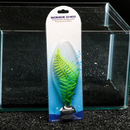 Silicone Aquarium plant, glowing in the dark, 8 x 23 cm, green-3