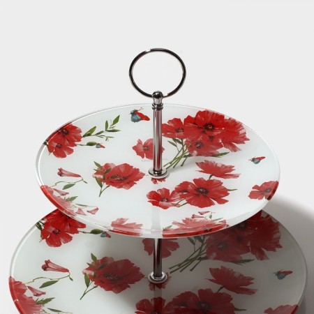 Fruitor Glass Buel -tier round share "Red poppies", D = 25/20 cm-2