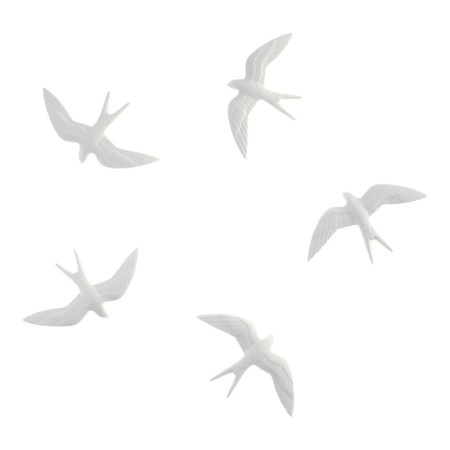 The decoration is wall, gypsum panel "Swallows", 5 pcs, 18 x 11 cm, white