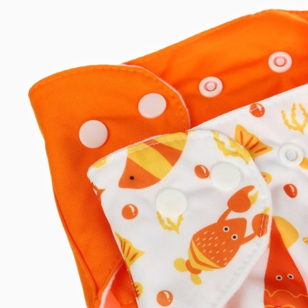 A set of reusable diapers "Krabik", 3-8 kg, white, orange color, 2 pcs., I crush me-2