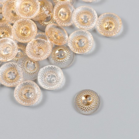Buttons plastic for creativity 2 punctures "Illusion" gold set 40 pcs 1.2x1.2 cm