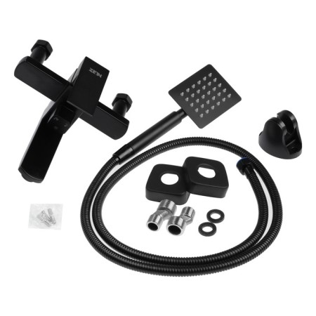 Bath mixer Zein Z3837, one -leaf, shower set, black-11