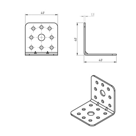 Saver -reinforced corner 40 x 40 x 40 x 1.5 mm, GOTs-2