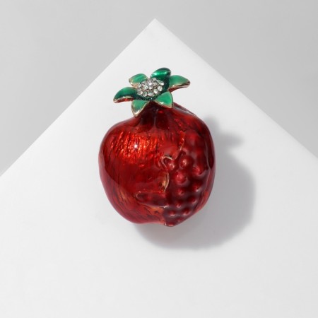 Pomegranate brooch, red color in gold-2